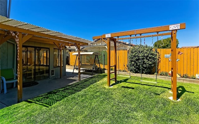 12164 Galaxy St, Victorville, CA 92392 - view of yard with a pergola and a patio area