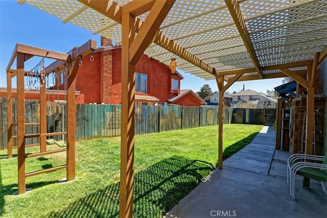 12164 Galaxy St, Victorville, CA 92392 - fenced backyard featuring a pergola and a patio area