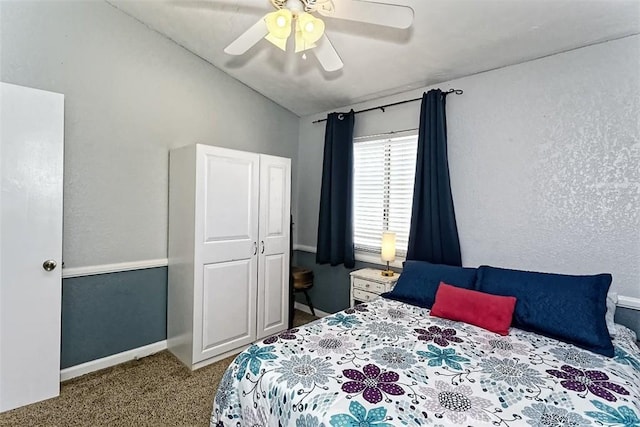 12164 Galaxy St, Victorville, CA 92392 - carpeted bedroom with lofted ceiling and a ceiling fan