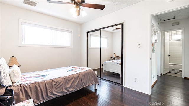 480 W D St, Colton, CA 92324 - bedroom featuring wood-type flooring, a closet, and ceiling fan