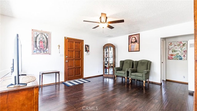 480 W D St, Colton, CA 92324 - living area with a textured ceiling, ceiling fan, and wood finished floors