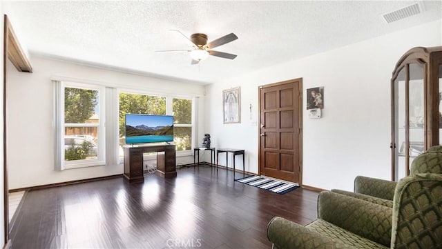 480 W D St, Colton, CA 92324 - living room with a ceiling fan, wood finished floors, and a textured ceiling