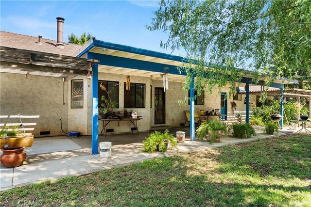 625 La Bonita Ct, Chico, CA 95973 - rear view of house featuring a pergola, stucco siding, a patio area, and a yard