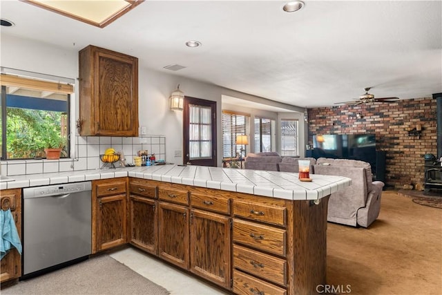 625 La Bonita Ct, Chico, CA 95973 - kitchen featuring dishwasher, open floor plan, a peninsula, plenty of natural light, and recessed lighting