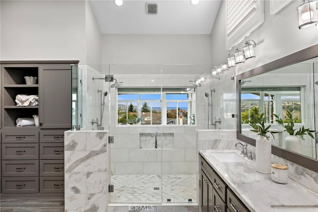 609 Calle Reata, San Clemente, CA 92673 - full bathroom with plenty of natural light, vanity, and a shower stall