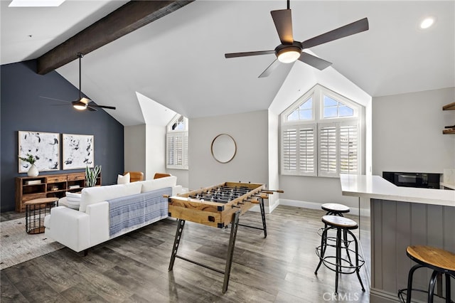 609 Calle Reata, San Clemente, CA 92673 - living area with ceiling fan and dark wood-type flooring