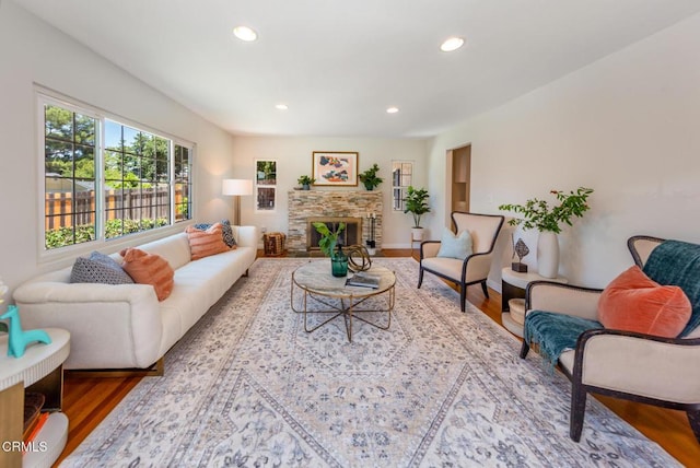 2767 Brookhill St, La Crescenta, CA 91214 - living room with wood finished floors, recessed lighting, and a fireplace