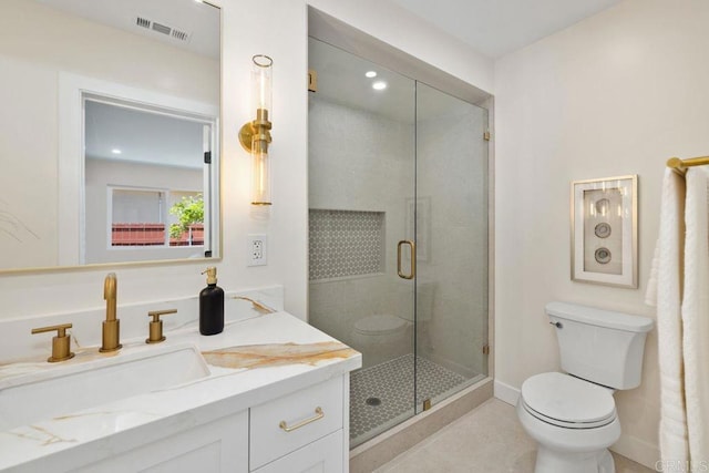 5461 Waring Rd, San Diego, CA 92120 - bathroom featuring vanity, a shower stall, and recessed lighting