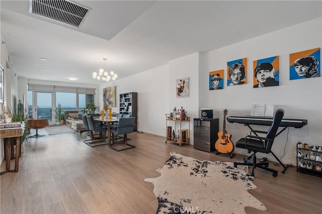 3785 Wilshire Blvd Unit 1605, Los Angeles, CA 90010 - office featuring a chandelier and wood finished floors