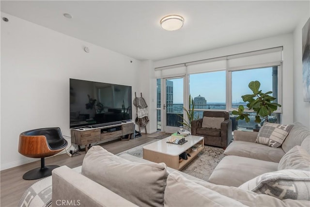 3785 Wilshire Blvd Unit 1605, Los Angeles, CA 90010 - living room with wood finished floors and baseboards