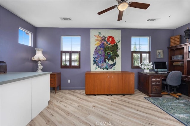 10705 Topiary Dr, Bakersfield, CA 93306 - office area featuring light wood-style flooring and a ceiling fan