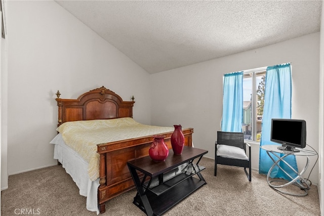 9740 Sepulveda Blvd Unit 20, North Hills, CA 91343 - carpeted bedroom featuring a textured ceiling and lofted ceiling