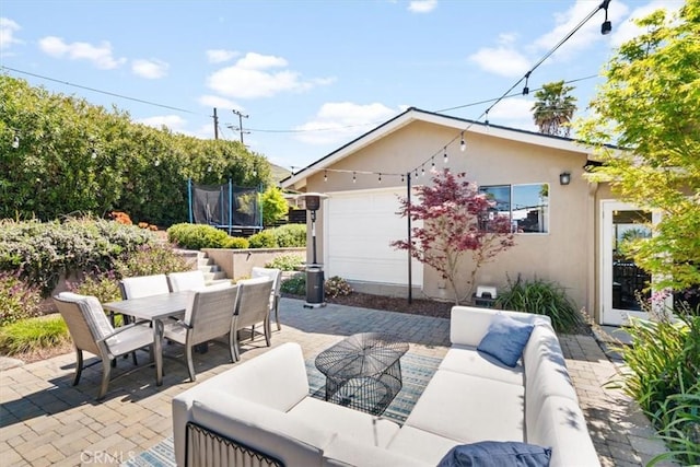 1620 Alrita St, San Luis Obispo, CA 93401 - view of patio / terrace featuring an outdoor hangout area, outdoor dining space, and a trampoline
