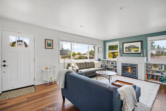 1620 Alrita St, San Luis Obispo, CA 93401 - living room featuring wood finished floors and a glass covered fireplace