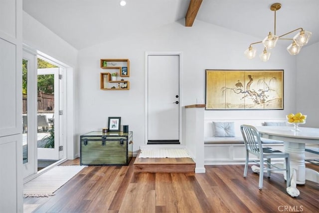 1620 Alrita St, San Luis Obispo, CA 93401 - foyer with wood finished floors and a chandelier