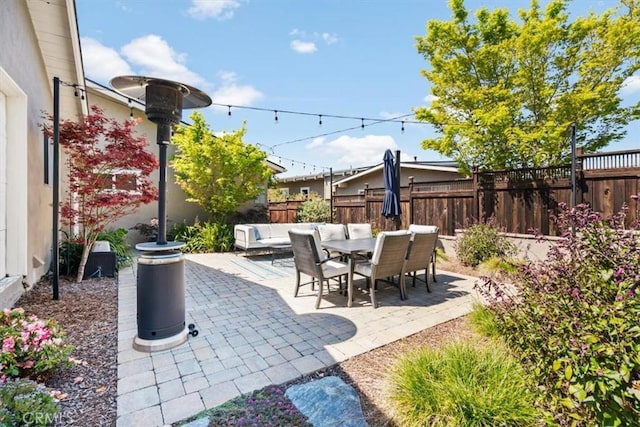 1620 Alrita St, San Luis Obispo, CA 93401 - fenced backyard with a patio, an outdoor living space, and outdoor dining space