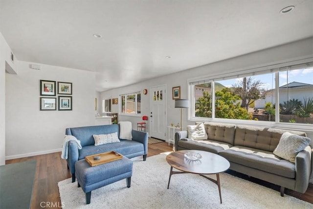 1620 Alrita St, San Luis Obispo, CA 93401 - living area featuring healthy amount of natural light, wood finished floors, and recessed lighting