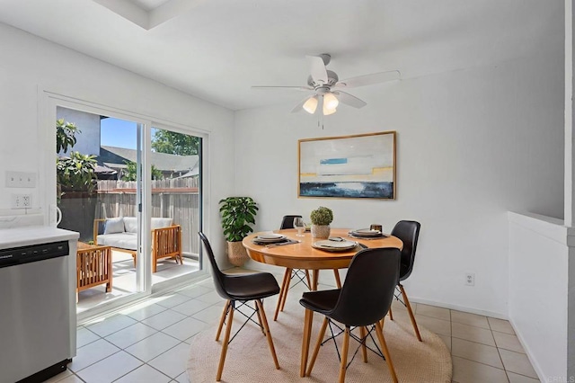 3418 Seabreeze Walk, Oceanside, CA 92056 - dining room featuring light tile patterned floors and a ceiling fan