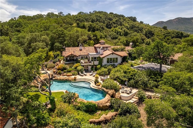 8300 San Diego Rd, Atascadero, CA 93422 - view from above of property featuring a forest and a pool
