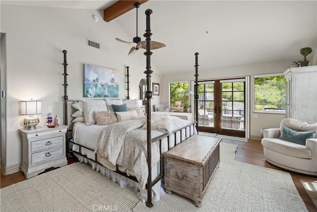 8300 San Diego Rd, Atascadero, CA 93422 - bedroom featuring access to outside, french doors, and wood finished floors