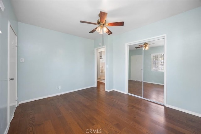 1258 N Ditman Ave, Los Angeles, CA 90063 - unfurnished bedroom with wood finished floors, a closet, and a ceiling fan