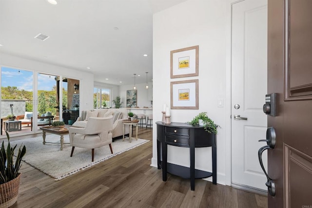 3002 Villeta Ave, Carlsbad, CA 92010 - entryway featuring dark wood-type flooring and recessed lighting
