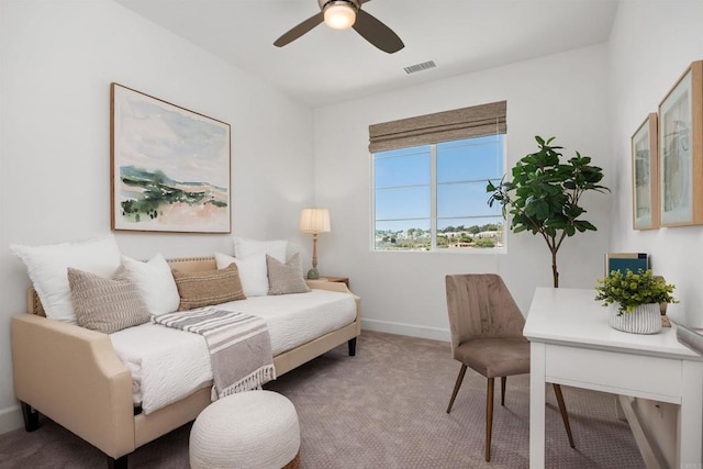 3002 Villeta Ave, Carlsbad, CA 92010 - carpeted living room with baseboards and ceiling fan