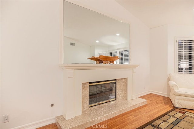 19809 Winged Foot Way, Porter Ranch, CA 91326 - living room featuring wood finished floors, a high end fireplace, and recessed lighting