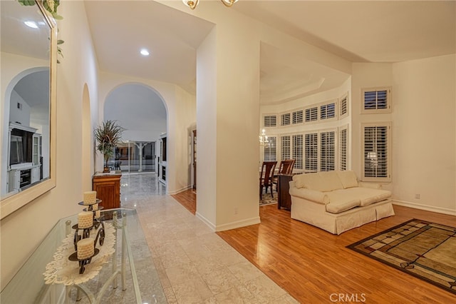 19809 Winged Foot Way, Porter Ranch, CA 91326 - corridor featuring arched walkways and recessed lighting