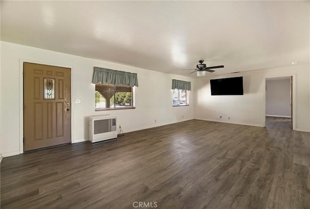 8140 Sherwood Blvd, Los Molinos, CA 96055 - unfurnished living room featuring ceiling fan and dark wood finished floors
