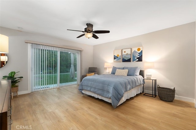 6207 Capistrano Ave, Woodland Hills, CA 91367 - bedroom featuring light wood-style flooring, ceiling fan, and access to exterior