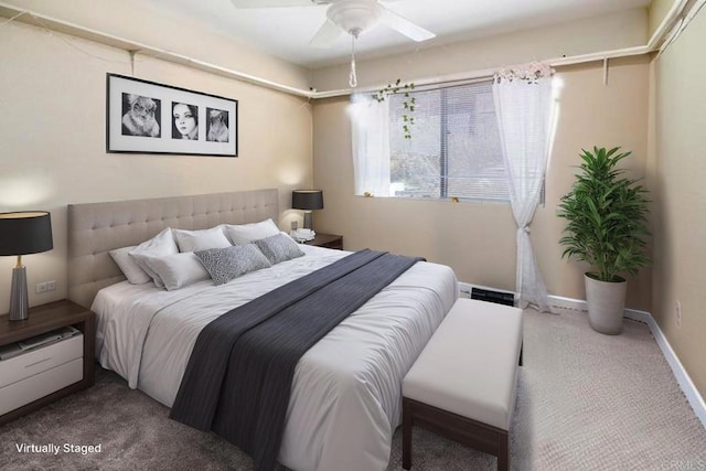 3329 Mandy Ln, Spring Valley, CA 91977 - bedroom featuring carpet flooring, a baseboard radiator, and ceiling fan