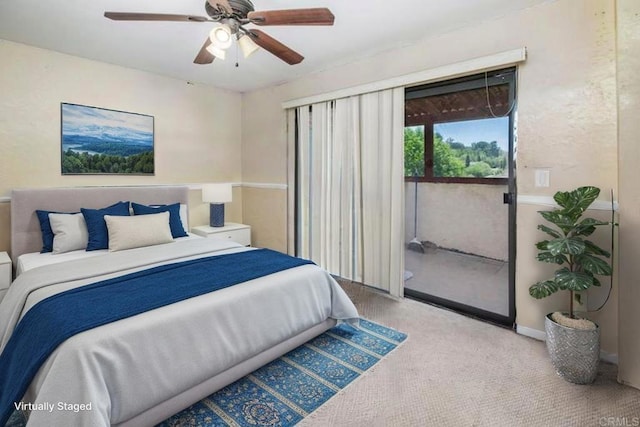 3329 Mandy Ln, Spring Valley, CA 91977 - carpeted bedroom featuring access to exterior and a ceiling fan
