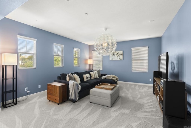 11550 Carowind Ln, Scripps Miramar, CA 92131 - living area featuring light carpet and a chandelier