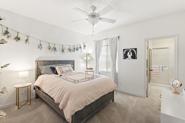 11550 Carowind Ln, Scripps Miramar, CA 92131 - bedroom featuring light carpet, ensuite bath, and ceiling fan