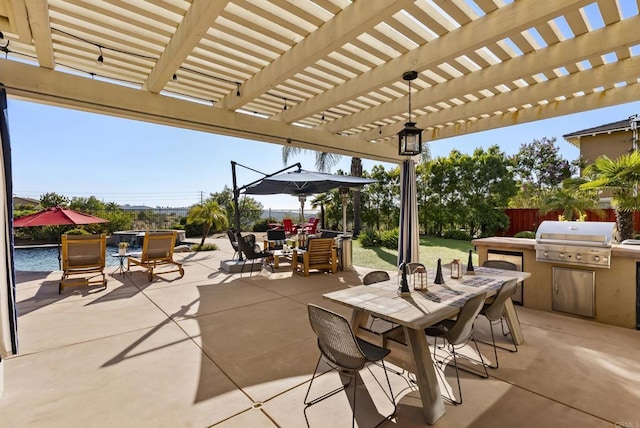11550 Carowind Ln, Scripps Miramar, CA 92131 - view of patio featuring outdoor dining space, area for grilling, and a pergola
