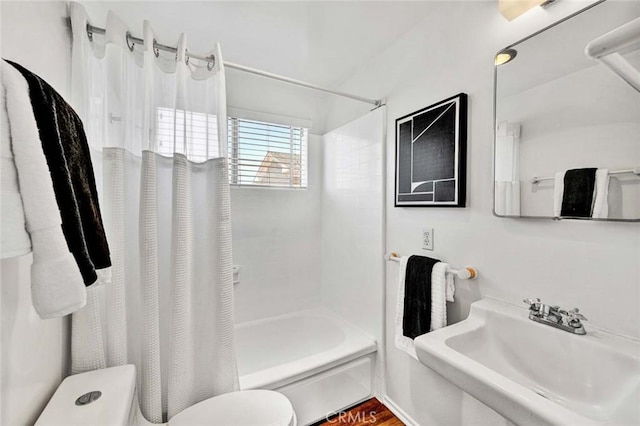 300 34th St, Newport Beach, CA 92663 - full bathroom with shower / bath combination with curtain and wood finished floors