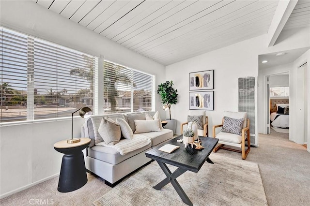 300 34th St, Newport Beach, CA 92663 - carpeted living area featuring a heating unit and wooden ceiling