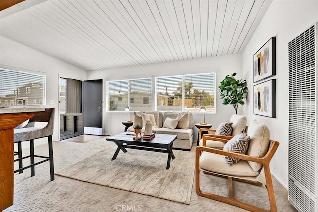 300 34th St, Newport Beach, CA 92663 - living area with a heating unit and wooden ceiling
