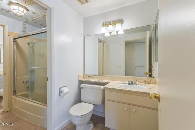 552 Cayo Grande Ct, Newbury Park, CA 91320 - bathroom featuring vanity, tile patterned flooring, and combined bath / shower with glass door