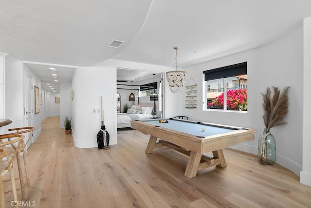 516 S The Strand # A, Oceanside, CA 92054 - game room with billiards table, light wood-type flooring, and recessed lighting