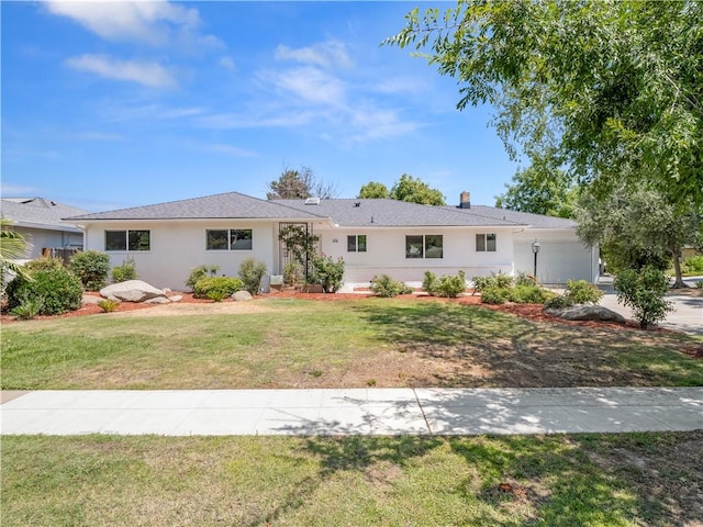 3236 W Browning Ave, Fresno, CA 93711 - ranch-style house with a front lawn, stucco siding, and a chimney