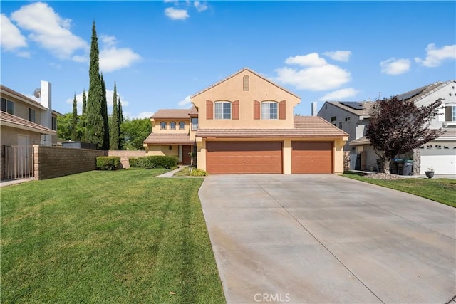 39513 Daylily Pl, Palmdale, CA 93551 - view of front of home featuring stucco siding, concrete driveway, a tiled roof, and an attached garage