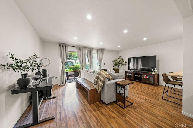 6009 Rancho Mission Rd Unit 102, San Diego, CA 92108 - living room featuring recessed lighting and wood finished floors