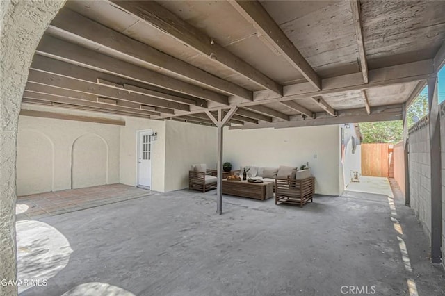 37858 10th St E, Palmdale, CA 93550 - fenced backyard featuring a patio and an outdoor living space