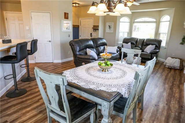 1639 La Selva Ave, Grover Beach, CA 93433 - dining room featuring dark wood-style floors and a chandelier