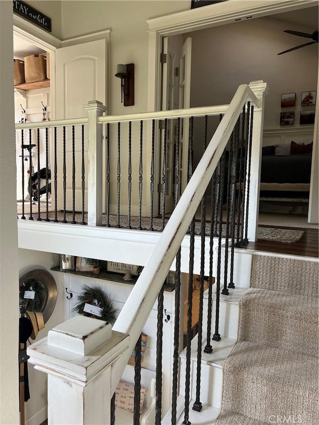 27076 Mill Pond Rd W Unit 9, Dana Point, CA 92624 - stairs featuring a ceiling fan