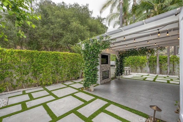24523 Via Esquina, Calabasas, CA 91302 - fenced backyard featuring a patio area and a pergola