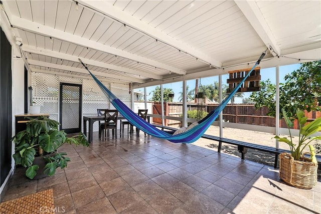 951 W Olive St, Corona, CA 92882 - unfurnished sunroom with beam ceiling