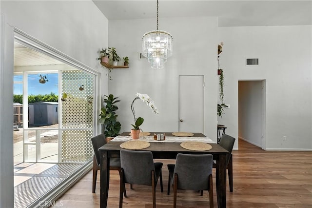 951 W Olive St, Corona, CA 92882 - dining room with a chandelier and wood finished floors